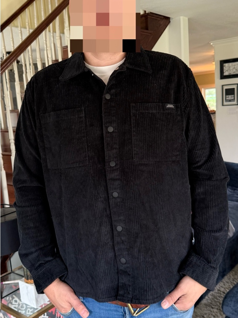 Men's Black Corduroy Shirt Jacket - Classic Lightweight Layer NWT